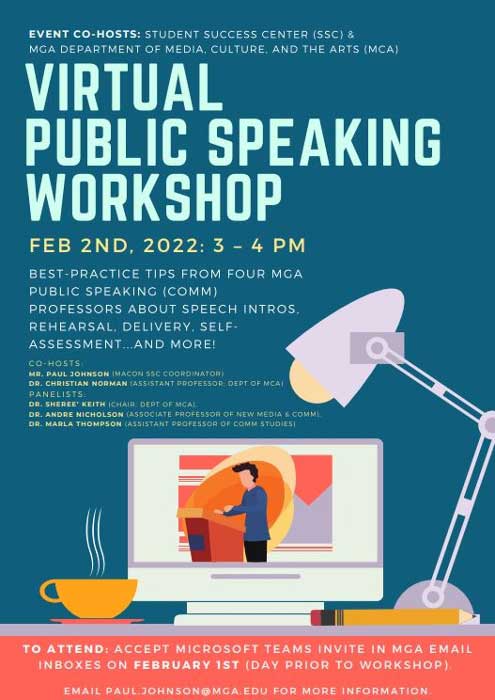 Public Speaking Workshop flyer. 